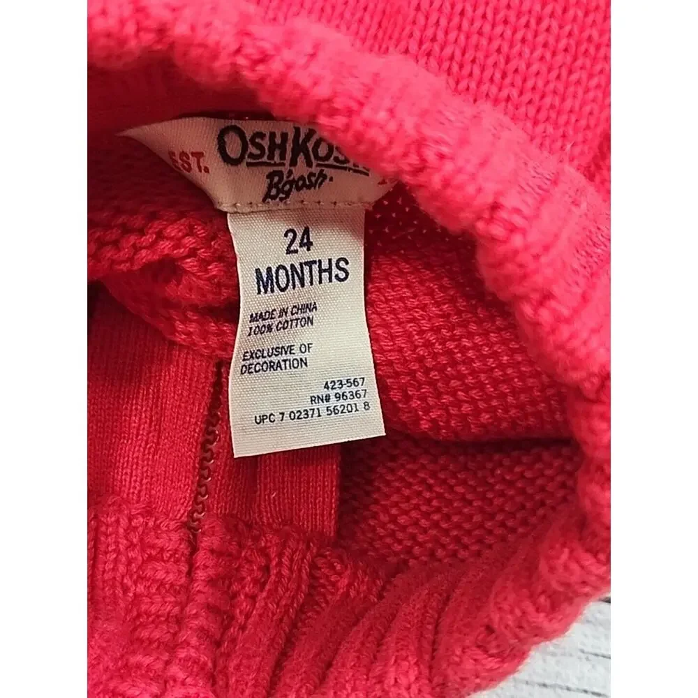 OshKosh B'Gosh Zip Up Sweater Boys Size 24 Months Red Black Train Long Sleeve